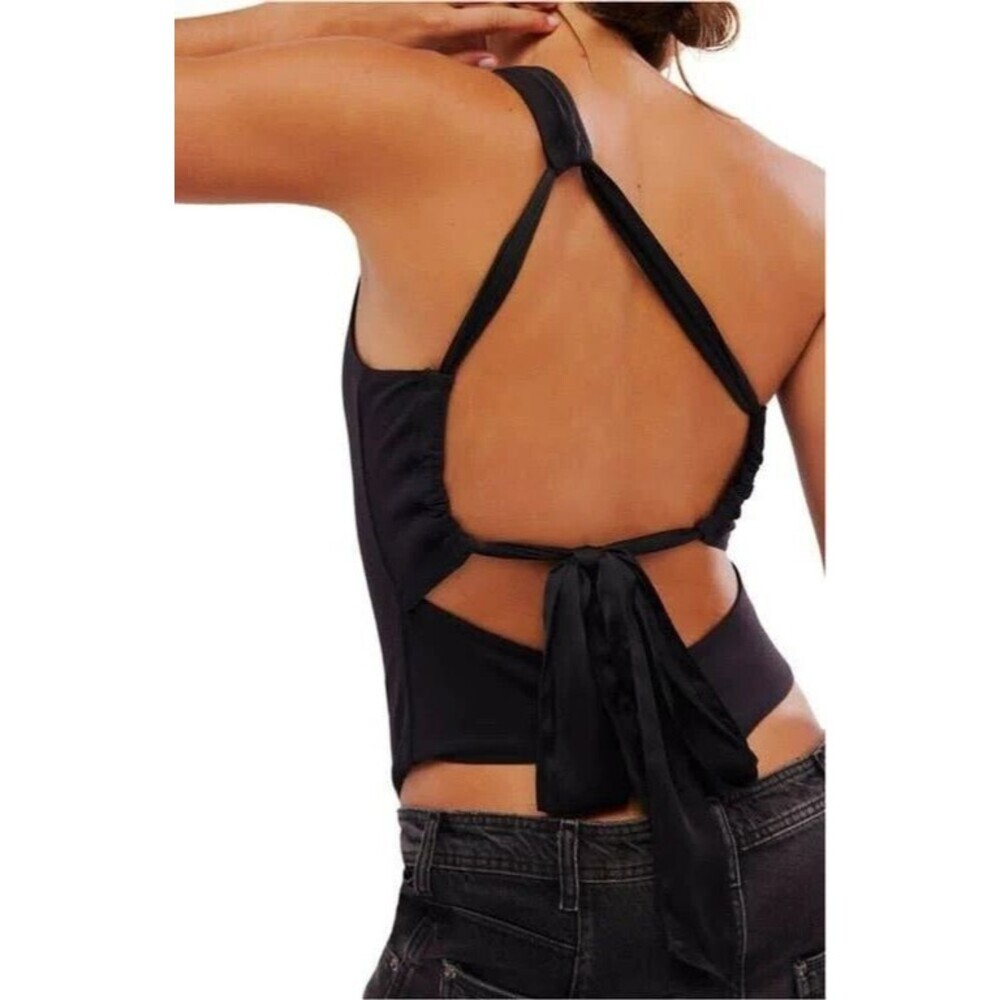 Free People Can't Stop Me Asymmetrical Black Bodysuit Women's Size Large Sexy